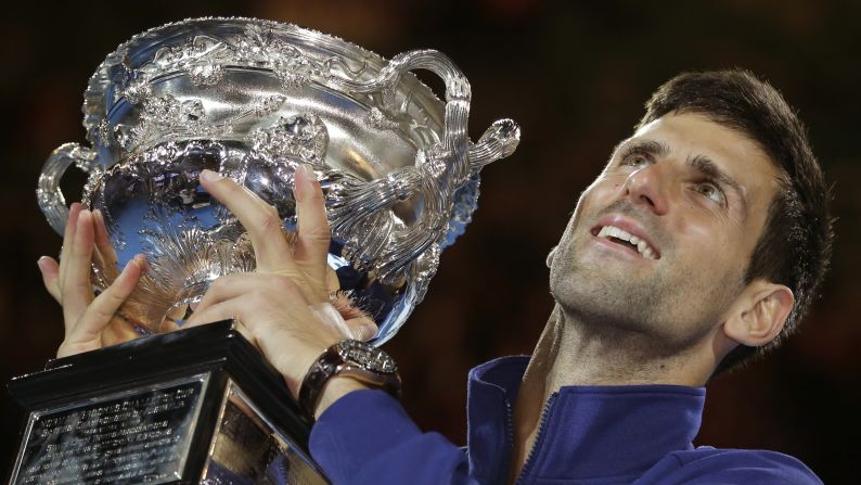 Novak Djokovic holds up his trophy after he defeated Andy Murray <a href="http://www.cnn.com/2016/01/31/tennis/australian-open-tennis-djokovic-murray/" target="_blank">to win his sixth Australian Open title</a> on Sunday, January 31. The Serbian has now won 11 Grand Slam titles, tying him with Bjorn Borg and Rod Laver on the all-time list.