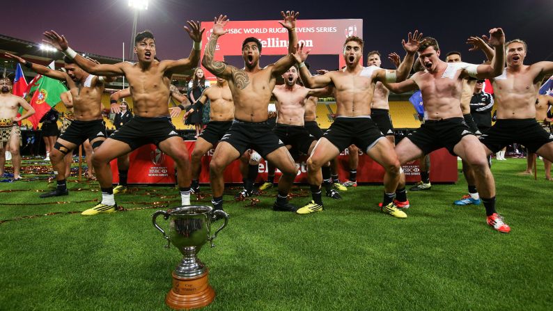 New Zealand rugby players perform the traditional haka dance after they beat South Africa <a href="http://www.cnn.com/2016/01/31/sport/sonny-bill-williams-wellington-sevens-rugby/index.html" target="_blank">to win the Wellington Sevens</a> on Sunday, January 31. It is the third year in a row New Zealand has won the tournament, which is held on home soil.