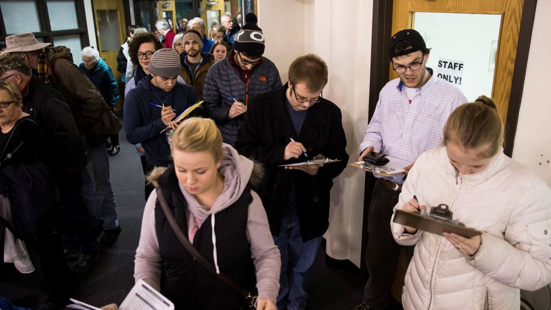 Iowans register to cast their ballot in Ames.