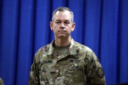 Lt. Gen. Sean MacFarland is introduced as the new commander General of the US led coalition in Iraq on October 1, 2015 in Baghdad, Iraq.