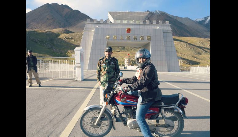 At the border she was pleased to be told that while foreign female riders had previously traveled there, she was the first Pakistani motorcyclist the locals had met. 