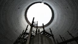 "This is inside the cooling tower of a nuclear power plant in Chernobyl that was never completed," explained De Rueda.
"Cooling towers are impressive from the outside but even more so from the inside."