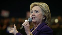 NASHUA, NH - FEBRUARY 02: Democratic presidential candidate former Secretary of State Hillary Clinton speaks during a "get out the vote" event at Nashua Community College on February 2, 2016 in Nashua, New Hampshire. (I-VT), Hillary Clinton is campaigning in New Hampshire a week ahead of the state's primary. (Photo by Justin Sullivan/Getty Images)