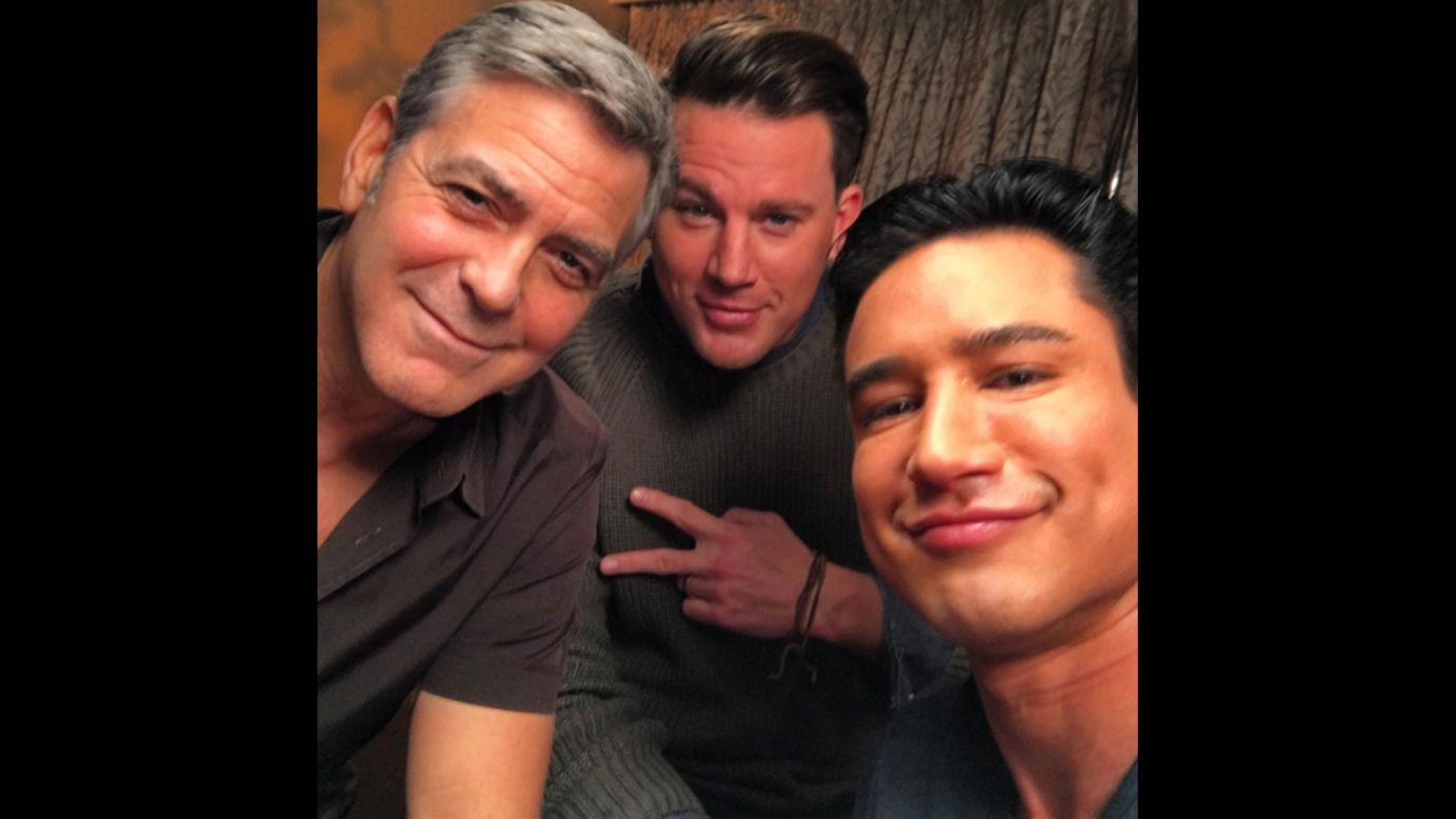 Television host Mario Lopez, right, takes a selfie with actors George Clooney, left, and Channing Tatum on Monday, February 1. "Squad," <a href="https://www.instagram.com/p/BBQcJQ4SMK2/" target="_blank" target="_blank">he said on Instagram.</a>