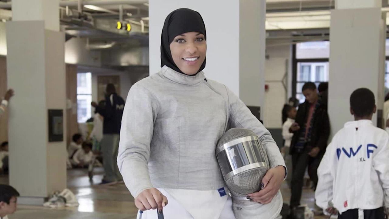 Ibtihaj Muhammad became the first Muslim woman to represent the U.S. in international competition in her sport, fencing, winning team gold at the 2014 World Championships. The 30-year-old competes wearing a hijab.