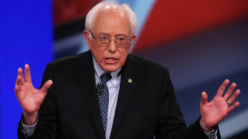 DERRY, NH - FEBRUARY 03: Democratic Presidential candidates Sen. Bernie Sanders (I-VT) speaks during a CNN and the New Hampshire Democratic Party hosted Democratic Presidential Town Hall at the Derry Opera House on February 3, 2016 in Derry, New Hampshire. Democratic and Republican Presidential are stumping for votes throughout New Hampshire leading up to the Presidential Primary on February 9th. (Photo by Joe Raedle/Getty Images)