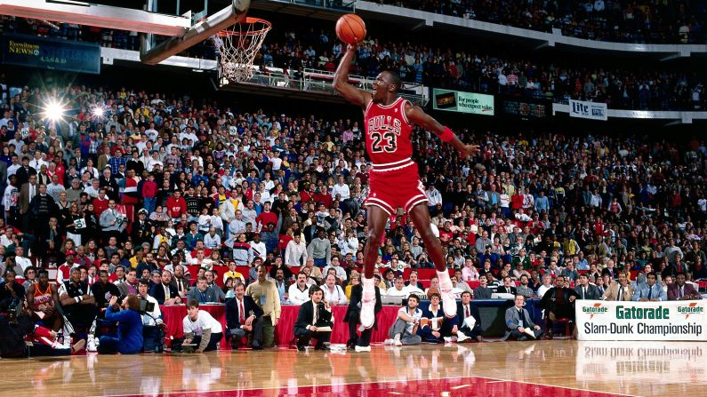 <strong>Michael Jordan (1988):</strong> Jordan and Wilkins picked up where they left off in 1985, staging perhaps the most memorable showdown in the history of the Slam Dunk Contest. The two went tit-for-tat in the finals, with both scoring a pair of perfect 50s. In the end, however, it was Jordan -- with the support of the hometown Chicago crowd -- clinching back-to-back titles.