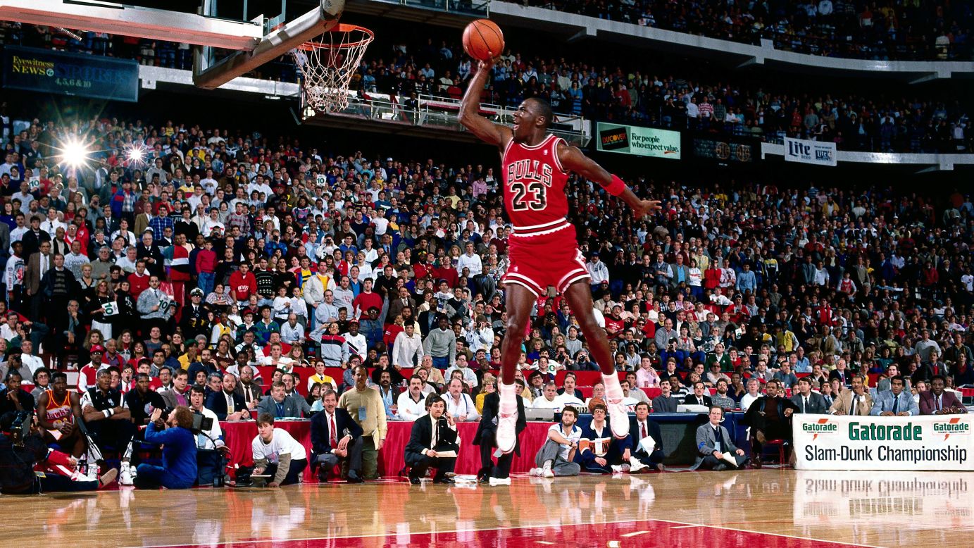 <strong>Michael Jordan (1988):</strong> Jordan and Wilkins picked up where they left off in 1985, staging perhaps the most memorable showdown in the history of the Slam Dunk Contest. The two went tit-for-tat in the finals, with both scoring a pair of perfect 50s. In the end, however, it was Jordan -- with the support of the hometown Chicago crowd -- clinching back-to-back titles.