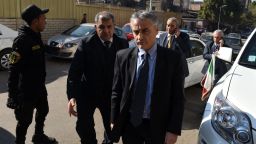 Italian ambassador to Egypt Maurizio Massari (3rd R)arrives on February 4, 2016 to a morgue where the body of Italian student Giulio Regeni was brought after it was found earlier on the outskirts of the Egyptian capital Cairo.
The Italian student who mysteriously disappeared from central Cairo 10 days ago was found dead in a ditch outside the Egyptian capital, half-naked and with injuries on his body, officials said.

Giulio Regeni, 28, a Cambridge University PhD student, was researching on trade union movements in Egypt when he went missing on January 25 while on his way to meet a friend.

 / AFP / MOHAMED EL-SHAHED        (Photo credit should read MOHAMED EL-SHAHED/AFP/Getty Images)