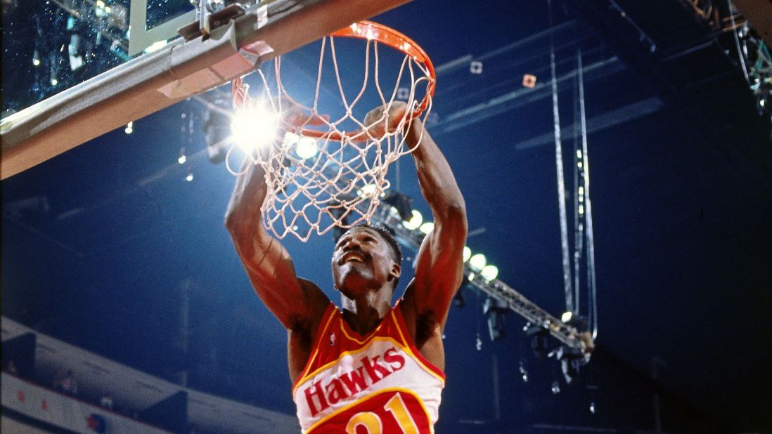 <strong>Dominique Wilkins (1990):</strong> Wilkins reclaimed his title in Miami, throwing down several of his trademark windmills to defeat a group that included Walker and runner-up Kenny Smith.