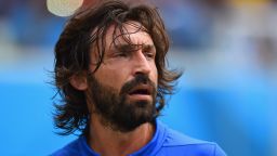NATAL, BRAZIL - JUNE 24:  Andrea Pirlo of Italy looks on during the 2014 FIFA World Cup Brazil Group D match between Italy and Uruguay at Estadio das Dunas on June 24, 2014 in Natal, Brazil.  (Photo by Matthias Hangst/Getty Images)