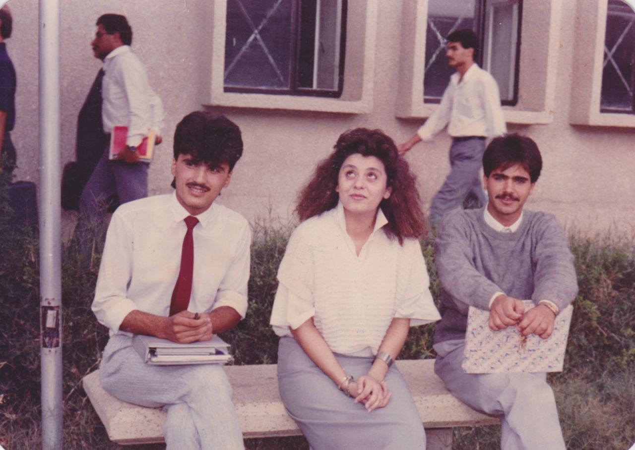Bilal (right) as a student at the University of Baghdad