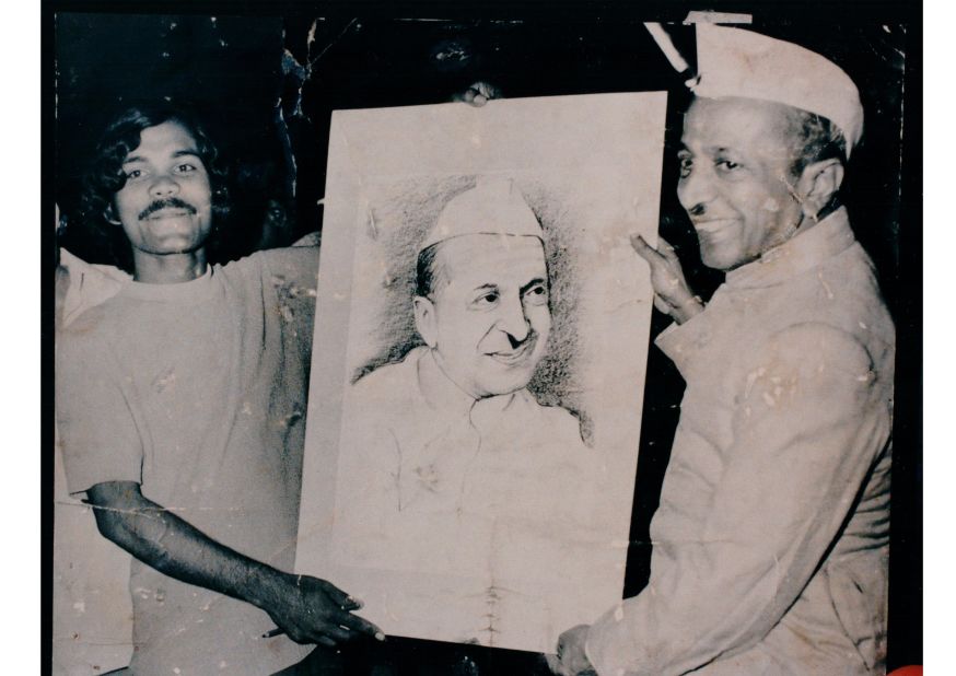 He painted the portrait of Indian Vice President B.D. Jatti, pictured, as well as Prime Minister Indira Ghandi. When he discovered that the talented artist was often sleeping rough, a kindly Member of Parliament paid for his flat on an affluent Delhi street. 