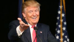 Republican presidential candidate Donald Trump speaks during a campaign rally at the Exeter Town Hall on February 4, 2016 in Exeter, New Hampshire.