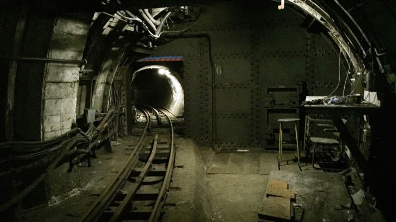 The rail tunnels, 70 feet (21 meters) below the streets of London, resemble miniature versions of London's Underground passenger network.
