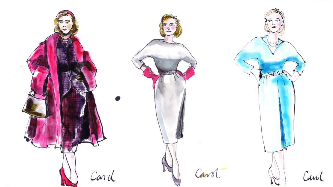 Illustrations by Powell of Carol's wardrobe.