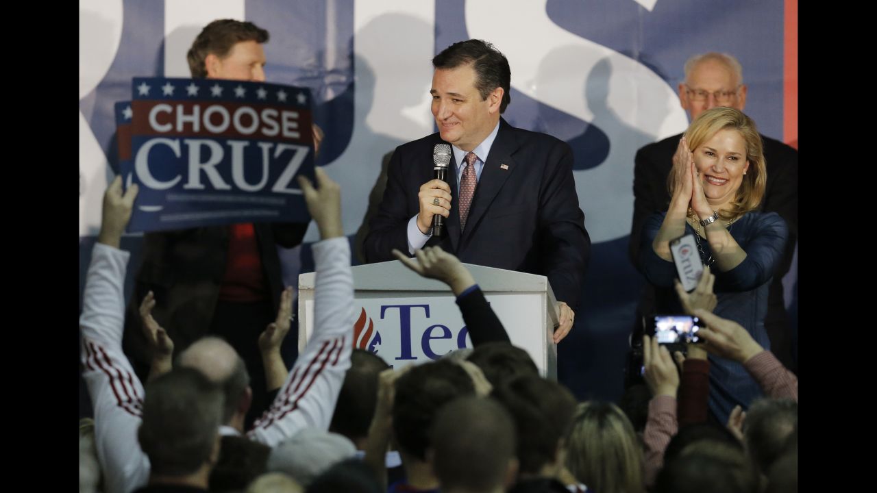 U.S. Sen. Ted Cruz, a Republican presidential candidate, speaks to his supporters in Des Moines, Iowa, after he won <a href="http://www.cnn.com/2016/02/01/politics/gallery/iowa-caucuses/index.html" target="_blank">the Iowa caucuses</a> on Monday, February 1. Cruz received 28% of the vote, compared with 24% for Donald Trump and 23% for Marco Rubio.