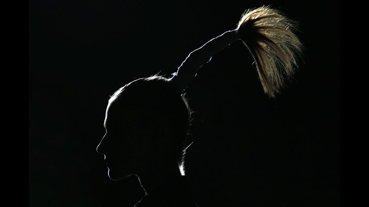 A model presents a creation by Oscarleon during a fashion show in Barcelona, Spain, on Wednesday, February 3.