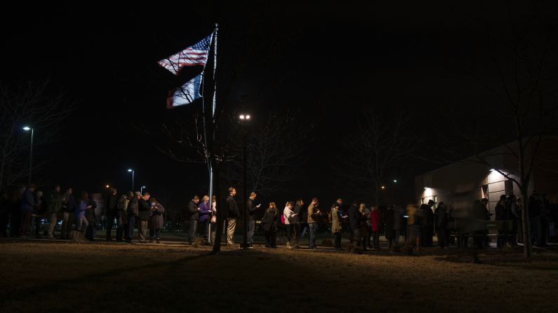 <a href="http://www.cnn.com/2016/02/01/politics/gallery/iowa-caucuses/index.html" target="_blank">Iowa caucus</a>goers line up outside a Democratic meeting held at Maple Grove Elementary in West Des Moines on Monday, February 1. Former Secretary of State Hillary Clinton and Vermont Sen. Bernie Sanders were deadlocked at 50% after 99% of votes had been counted, but Clinton emerged victorious early the following morning. 