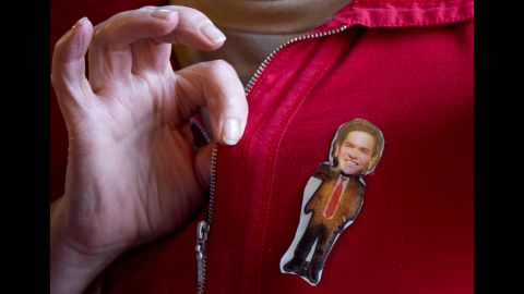 Susan Mielbrecht of Moultonborough, New Hampshire, wears an image of Republican presidential candidate <a href="http://www.cnn.com/2016/02/05/politics/marco-rubio-2016-new-hampshire-primary/" target="_blank">Marco Rubio</a> while attending a town hall meeting in Laconia on Wednesday, February 3.