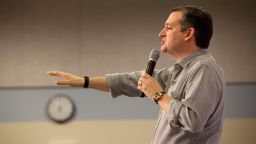 Republican presidential candidate Sen. Ted Cruz (R-TX) speaks at a town hall style meeting on February 5, 2016 at the Lancaster School in Salem, New Hampshire.