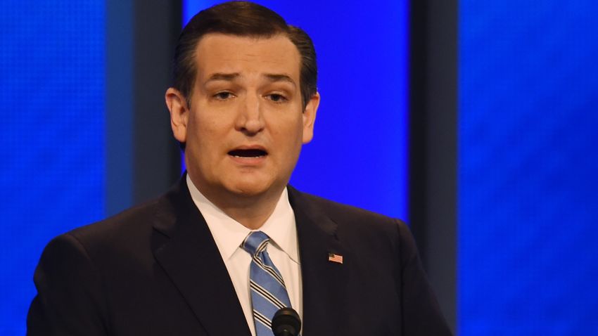 Republican presidential candidate Ted Cruz speaks during the Republican Presidential Candidates Debate February 6, 2016 at St. Anselm's College Institute of Politics in Manchester, New Hampshire.