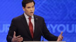 Republican presidential candidate, Sen. Marco Rubio, R-Fla.,  answers a question during a Republican presidential primary debate hosted by ABC News at the St. Anselm College  Saturday, Feb. 6, 2016, in Manchester, N.H. (AP Photo/David Goldman)