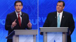 Marco Rubio and Chris Christie from GOP debate February 6, 2016 in New Hampshire