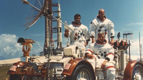 Apollo 17 was NASA's last manned mission to the moon. From left: Harrison Schmitt, Eugene "Gene" Cernan and Ronald Evans. 