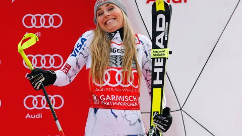 Lindsey Vonn had to settle for third place behind winner Lara Gut in the super-G at Garmisch-Partenkirchen in Germany. 