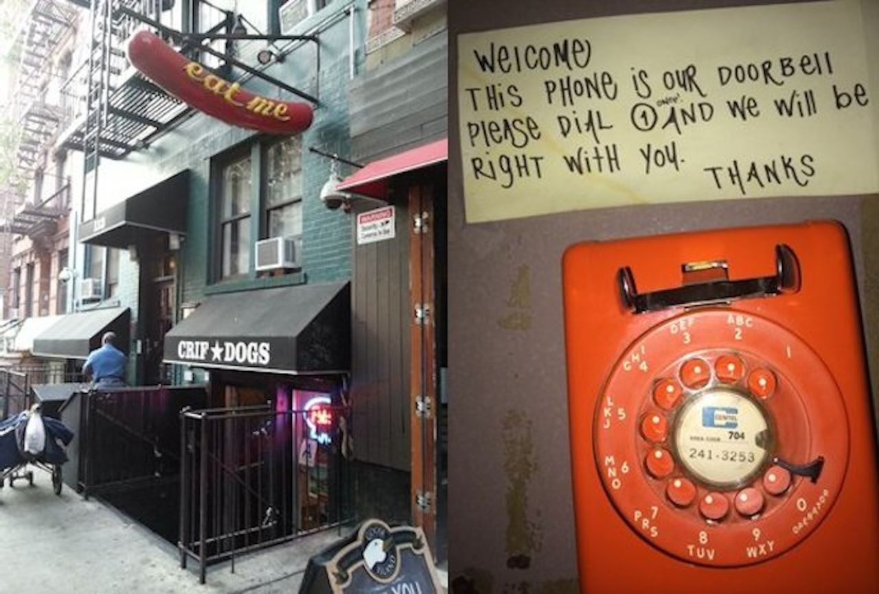 An acronym for Please Don't Tell, this East Village legend is accessed via a phone booth in a hot dog joint called Crif Dogs. 