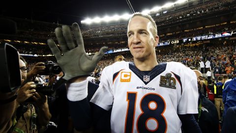 Denver's Peyton Manning  ends his career by beating the Carolina Panthers in Super Bowl 50.