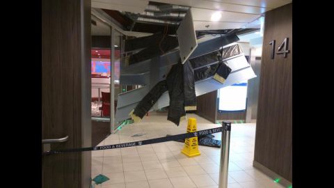 The Anthem of the Seas encountered a severe storm Sunday, February 7, off Cape Hatteras, North Carolina. The cruise ship originally was on a seven-day voyage to the Bahamas, but Royal Caribbean International said it would turn around and head back to its original port in New Jersey. Passenger Greg Cribbs documented the damage on Deck 14.
