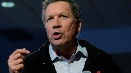 CONCORD, NH - FEBRUARY 7:  Republican presidential candidate, Ohio Gov. John Kasich holds a town hall at Concord High School February 7, 2016 in Concord, New Hampshire. Candidates are in a last push for votes ahead of the first in the nation primary on February 9. (Photo by Darren McCollester/Getty Images)