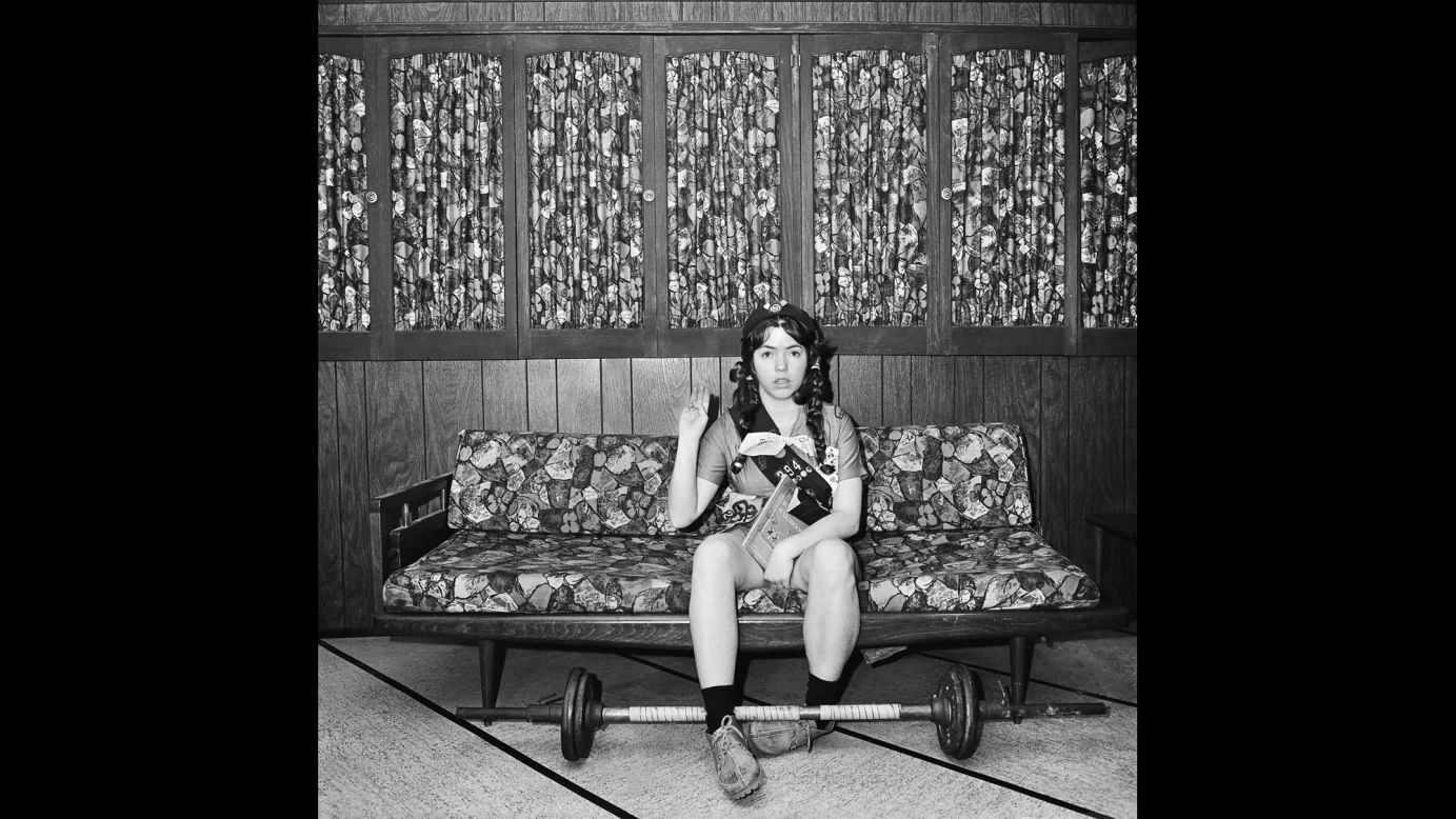 This self-portrait of Meisler saying the Girl Scout Promise was taken in North Massapequa, New York, in January 1975. Meiser was born in the South Bronx and raised in North Massapequa, a hamlet on Long Island.