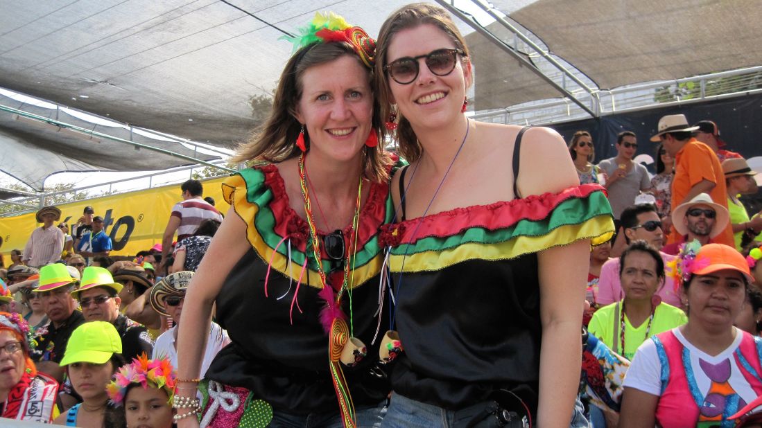 "It's great to see all types of Colombian people come together," says Saskia Werner of the Netherlands (left), who attended with friend Lieke Prins.                         