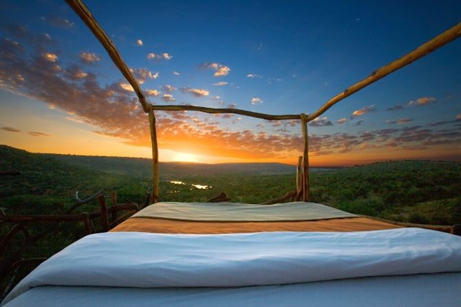 Private wildlife conservancy Loisaba offers Starbeds -- wooden platforms partially covered with thatch that can be wheeled around for maximum exposure to breathtaking night skies. 