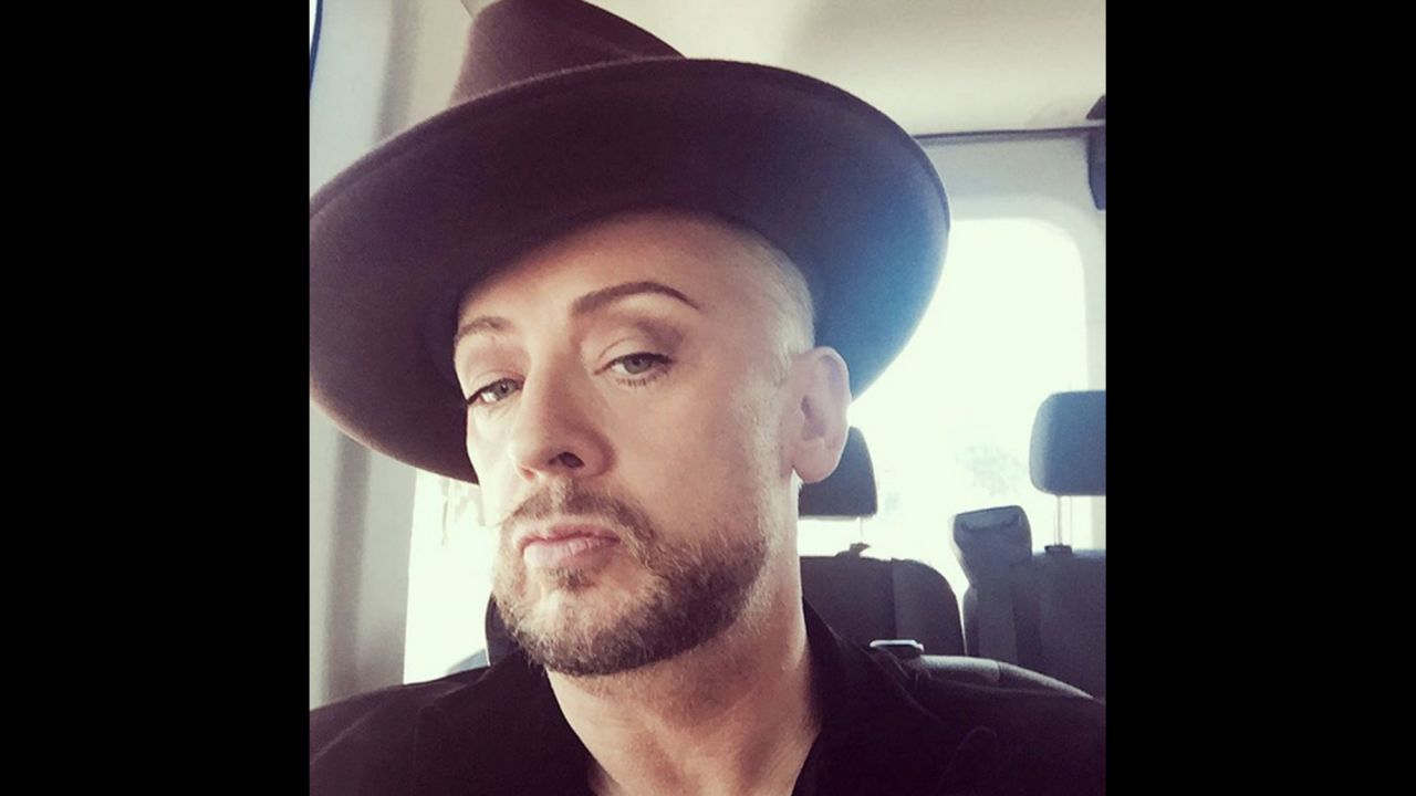 "A man in a van in LA! It's a brown affair today!" <a href="https://www.instagram.com/p/BBjbsithCkj/" target="_blank" target="_blank">singer Boy George said on Instagram</a> on Tuesday, February 9. He is a contestant on the upcoming season of "The Celebrity Apprentice."  