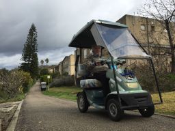 At Shaar Ha'amakim, senior citizens drive golf carts down quiet roads.
