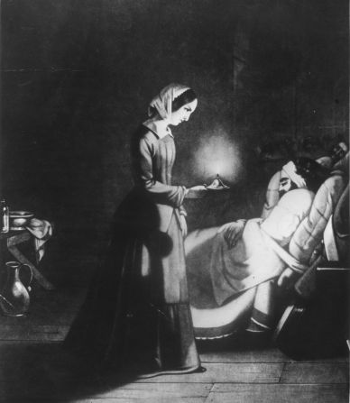 Florence Nightingale (1820-1910) was an English nurse who became the first woman to receive the Order of Merit for her efforts during the Crimean War. As a nurse, she spent her night rounds giving personal care to the wounded and became known as the 'Lady with the Lamp'.