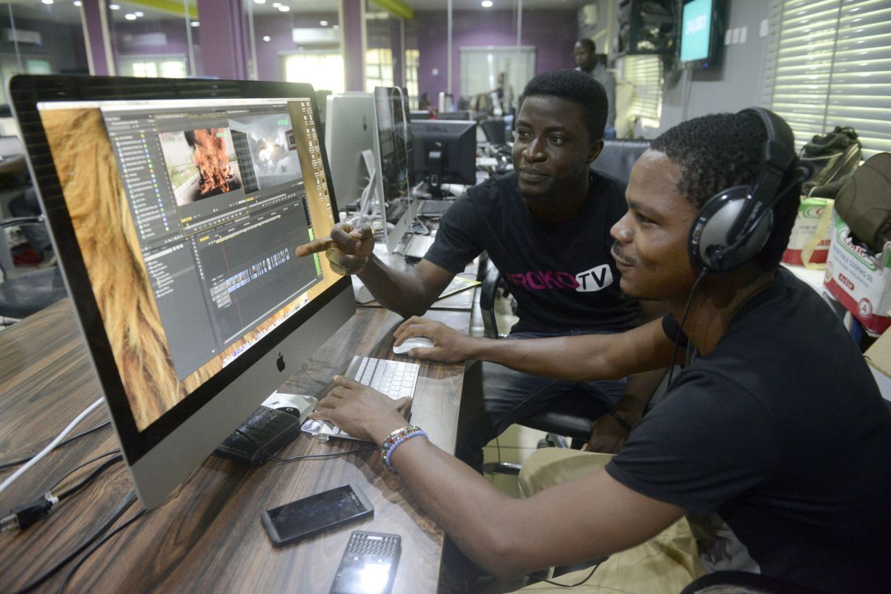 Video editing in Lagos. iROKO employs over 100 staff in the Nigerian capital, London, and New York.  