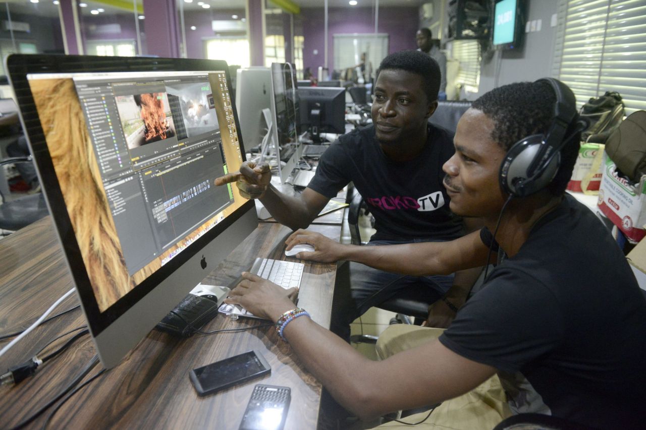 Video editing in Lagos. iROKO employs over 100 staff in the Nigerian capital, London, and New York.
