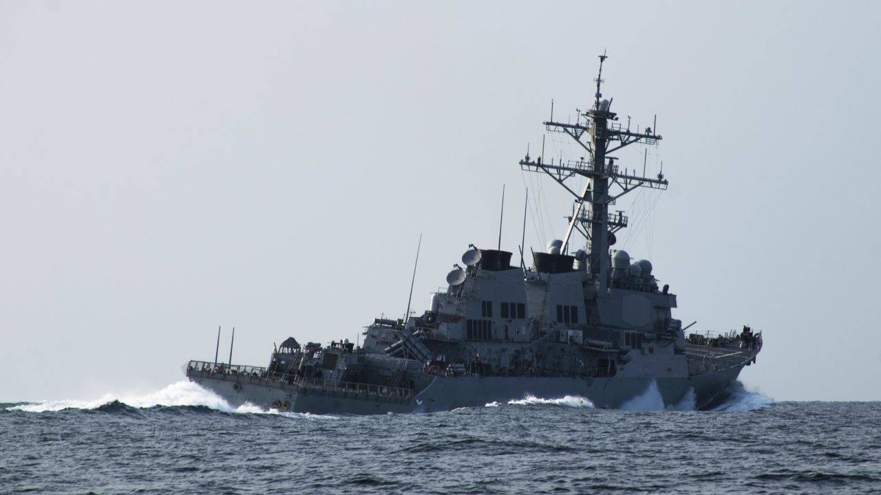 151023-N-AX546-119 
BLACK SEA (Oct. 23, 2015) The guided-missile destroyer USS Porter (DDG 78) performs evasive maneuvers during a simulated small boat attack during a Passing Exercise with the Georgian Coast Guard Oct. 23, 2015. Porter, an Arleigh Burke-class guided-missile destroyer, forward-deployed to Rota, Spain, is on a routine patrol conducting naval operations in the U.S. 6th Fleet area of operations in support of U.S. national security interests in Europe. (U.S. Navy photo by Mass Communication Specialist 1st Class Sean Spratt/Released)