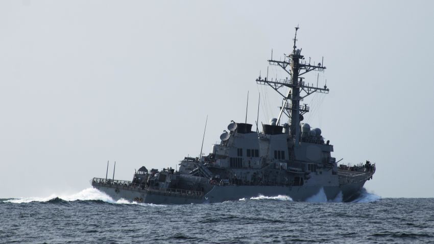 151023-N-AX546-119 BLACK SEA (Oct. 23, 2015) The guided-missile destroyer USS Porter (DDG 78) performs evasive maneuvers during a simulated small boat attack during a Passing Exercise with the Georgian Coast Guard Oct. 23, 2015. Porter, an Arleigh Burke-class guided-missile destroyer, forward-deployed to Rota, Spain, is on a routine patrol conducting naval operations in the U.S. 6th Fleet area of operations in support of U.S. national security interests in Europe. (U.S. Navy photo by Mass Communication Specialist 1st Class Sean Spratt/Released)