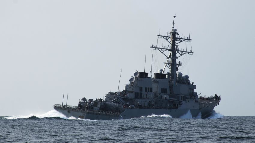 151023-N-AX546-119
BLACK SEA (Oct. 23, 2015) The guided-missile destroyer USS Porter (DDG 78) performs evasive maneuvers during a simulated small boat attack during a Passing Exercise with the Georgian Coast Guard Oct. 23, 2015. Porter, an Arleigh Burke-class guided-missile destroyer, forward-deployed to Rota, Spain, is on a routine patrol conducting naval operations in the U.S. 6th Fleet area of operations in support of U.S. national security interests in Europe. (U.S. Navy photo by Mass Communication Specialist 1st Class Sean Spratt/Released)