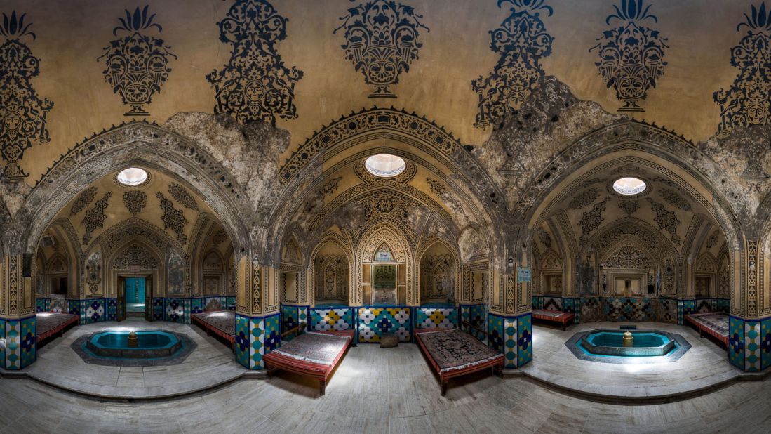 "To photograph this bath I went there several times and sat on its couches for hours," says Ganji. "I tried to choose a time when artificial lights were off and the only source of illumination was the light from holes in the ceiling."