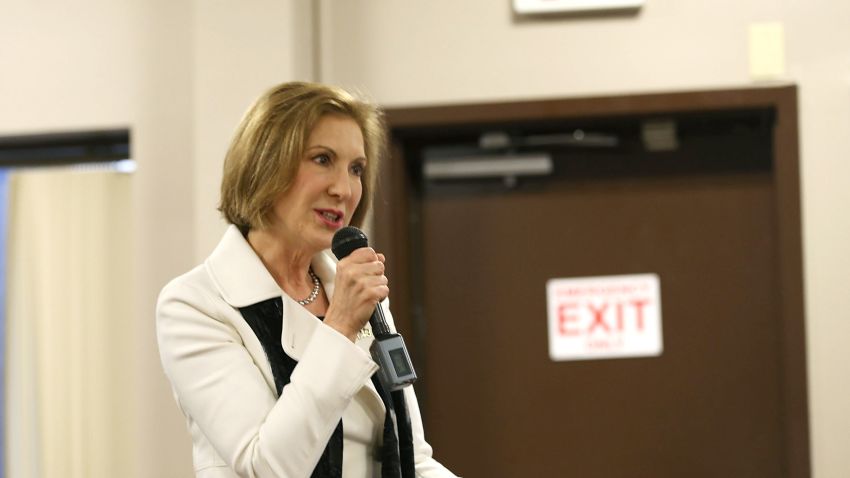 Republican presidential candidate Carly Fiorina speaks during a Timberland Town Hall at the Timberland Global Headquarters on February 3, 2016 in Stratham, New Hampshire.