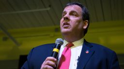 Republican Presidential candidate New Jersey Governor Chris Christie holds a town hall meeting at Dynamic Network Services on February 8, 2016 in Manchester, New Hampshire. 