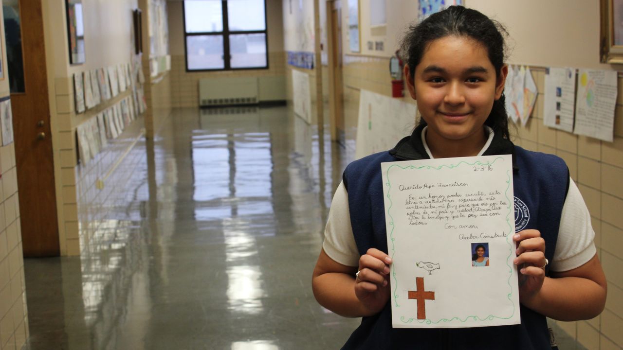 Amber Constante says it is an honor to write to the Pope, and she is happy he is visiting Mexico.