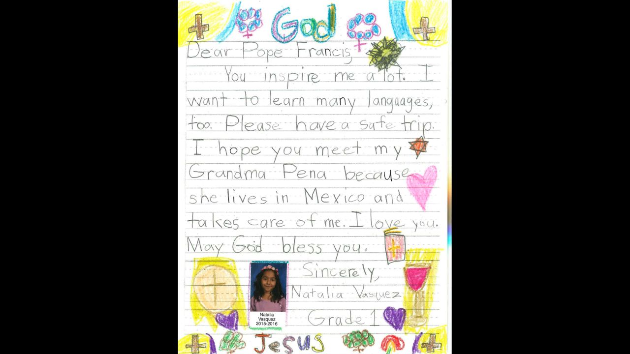 Natalia Vazquez says the Pope inspires her, and she hopes he has a chance to meet her Grandma Pena.